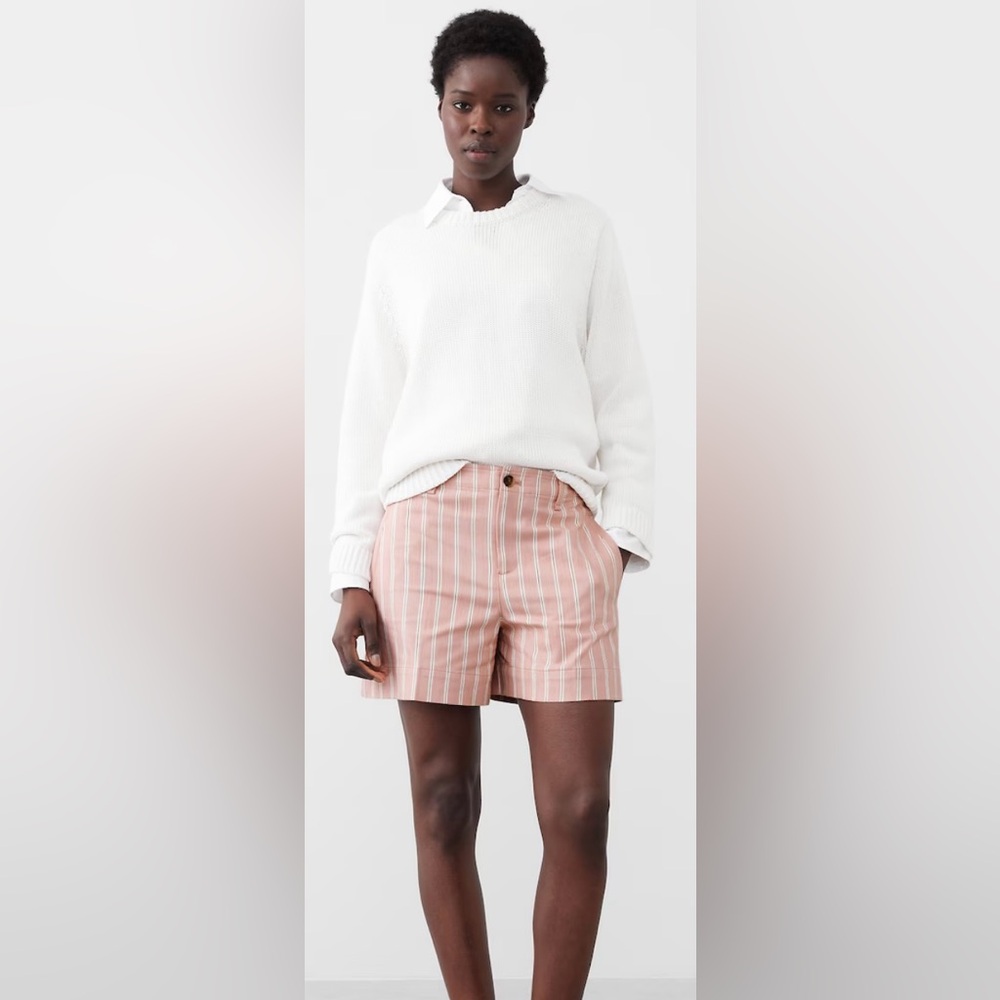 🆕 🌸 NWOT Banana Republic Pink Striped High Rise Shorts | Women’s Size 4
